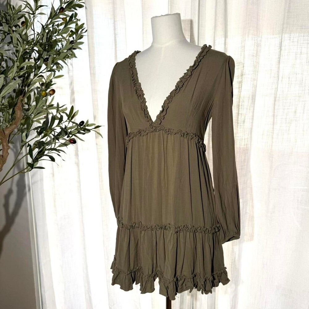 Forever 21 Women's Khaki and Green Dress